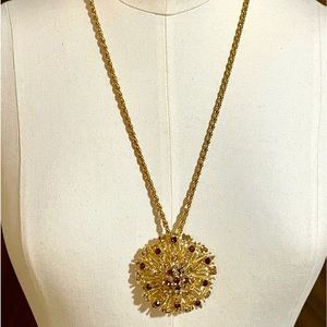 Vintage Crystal Brooch Necklace